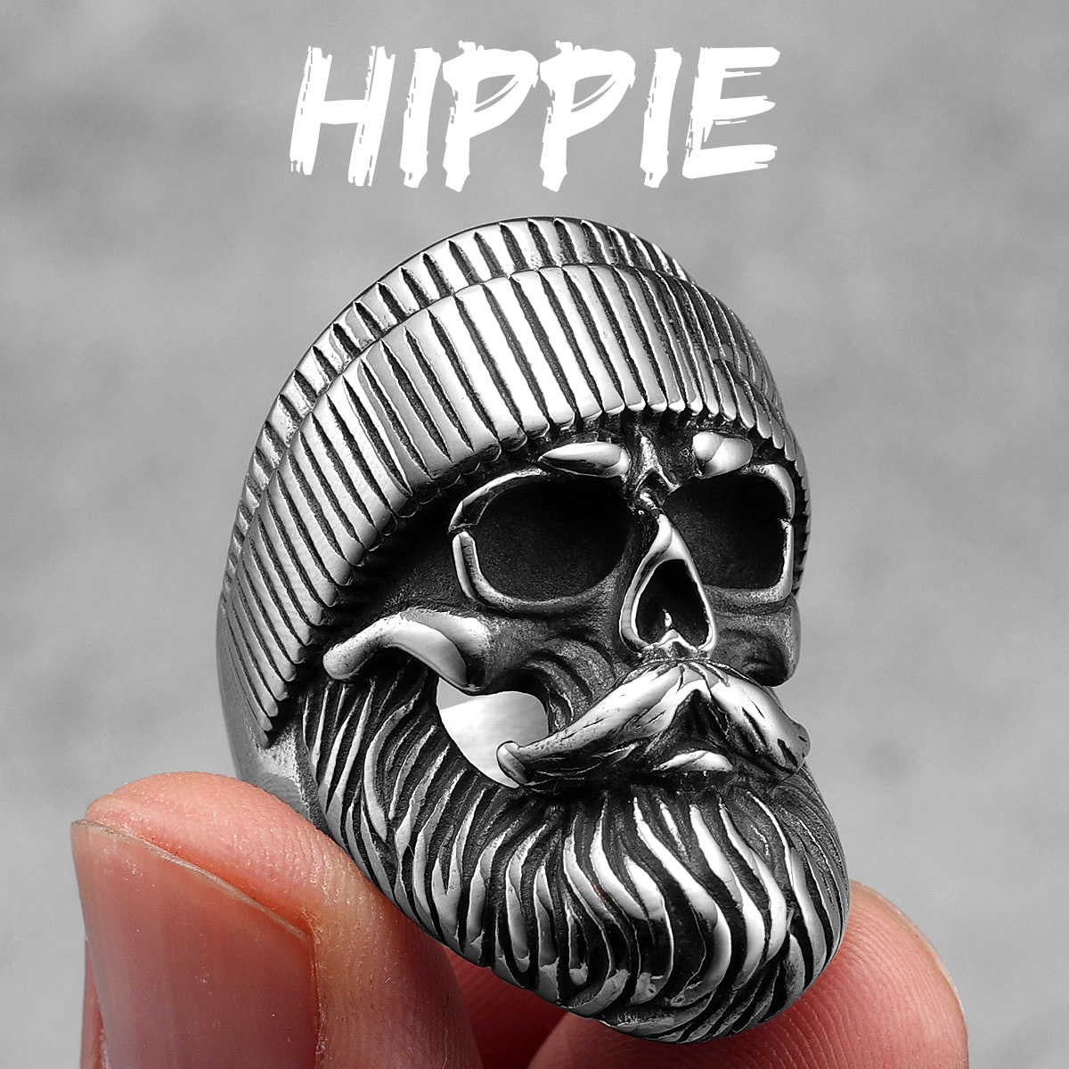 Anillos Hippie Skull Rider para hombre, joyería de acero inoxidable para mujer, Punk Retro, en Rock, accesorios de , , , Dropshiping: 14 / Blanco