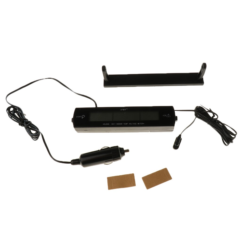 Car Voltage Monitor Meter Temperature Thermometer Battery Alarm Clock Display