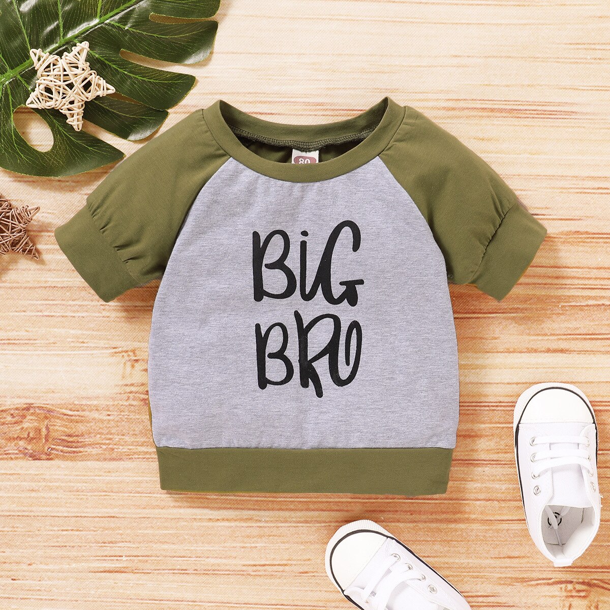 Baby Kleding Baby Boy Zomer T-shirt Peuter Brief Grote Bro Print Korte Mouw Top Kinderen Casual Kleding T-shirts Voor Kinderen: 80CM