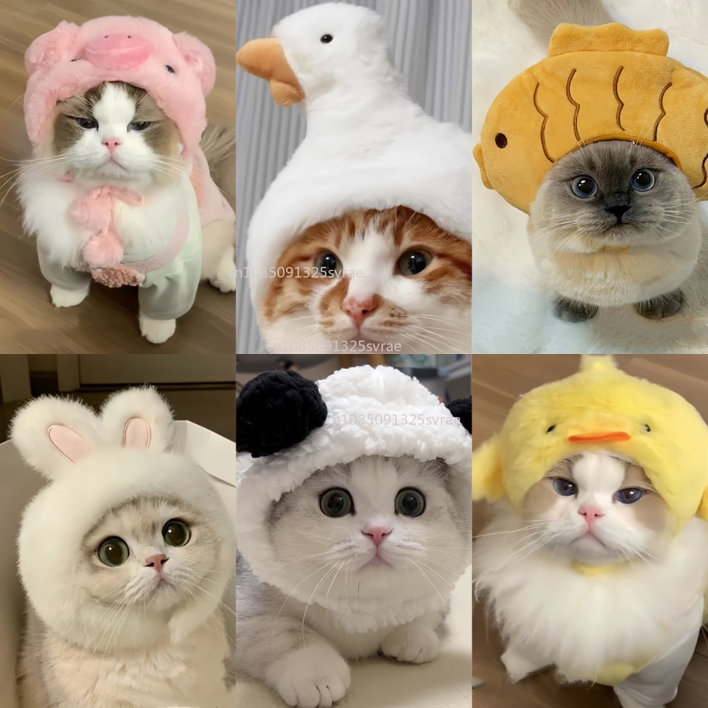 Gorro de gato refinado bonito, gorro elástico de felpa para invierno para mascotas, gorro tejido para cachorros y gatitos, accesorios de decoración para y Cosplay, accesorios para gatos para mascotas