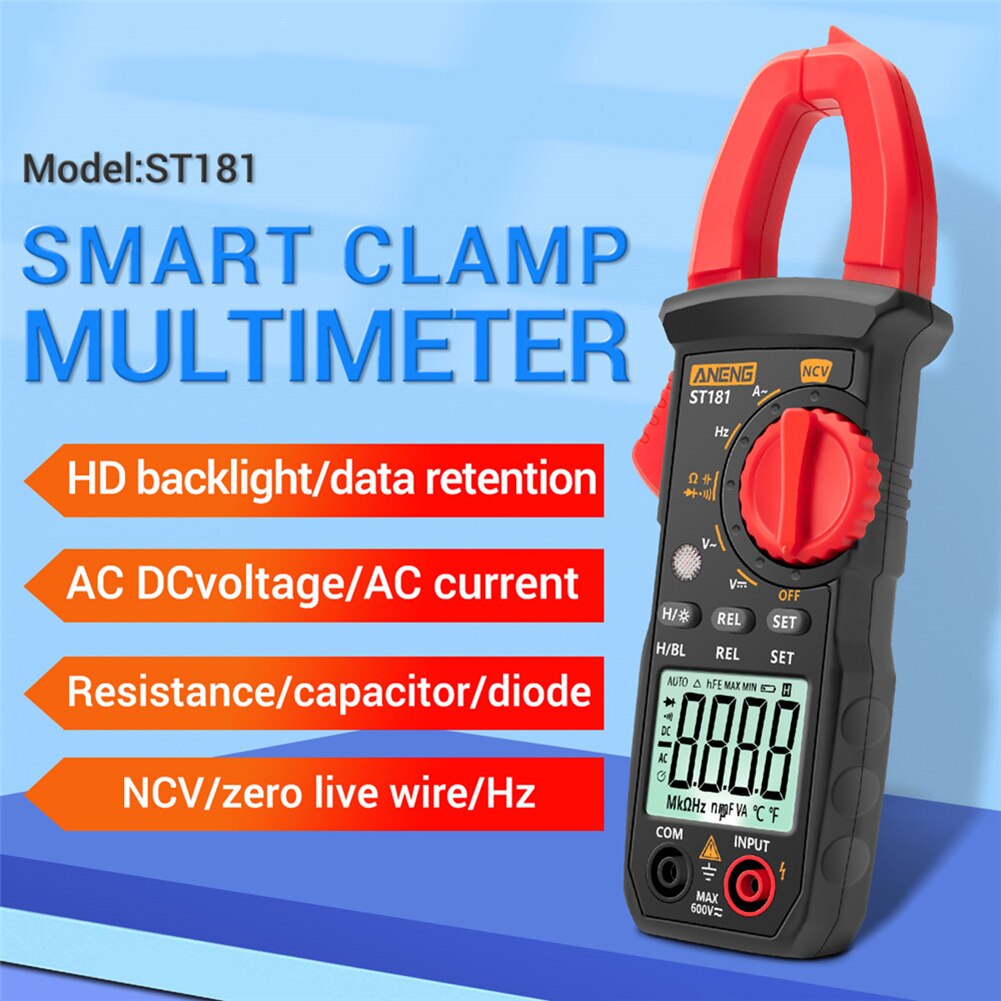 LCD Digital Clip Meter 4000 Counts Multimeter Ammeter Current Voltage Tester Ampere Hz Capacitance NCV Ohm Test Measure Tools