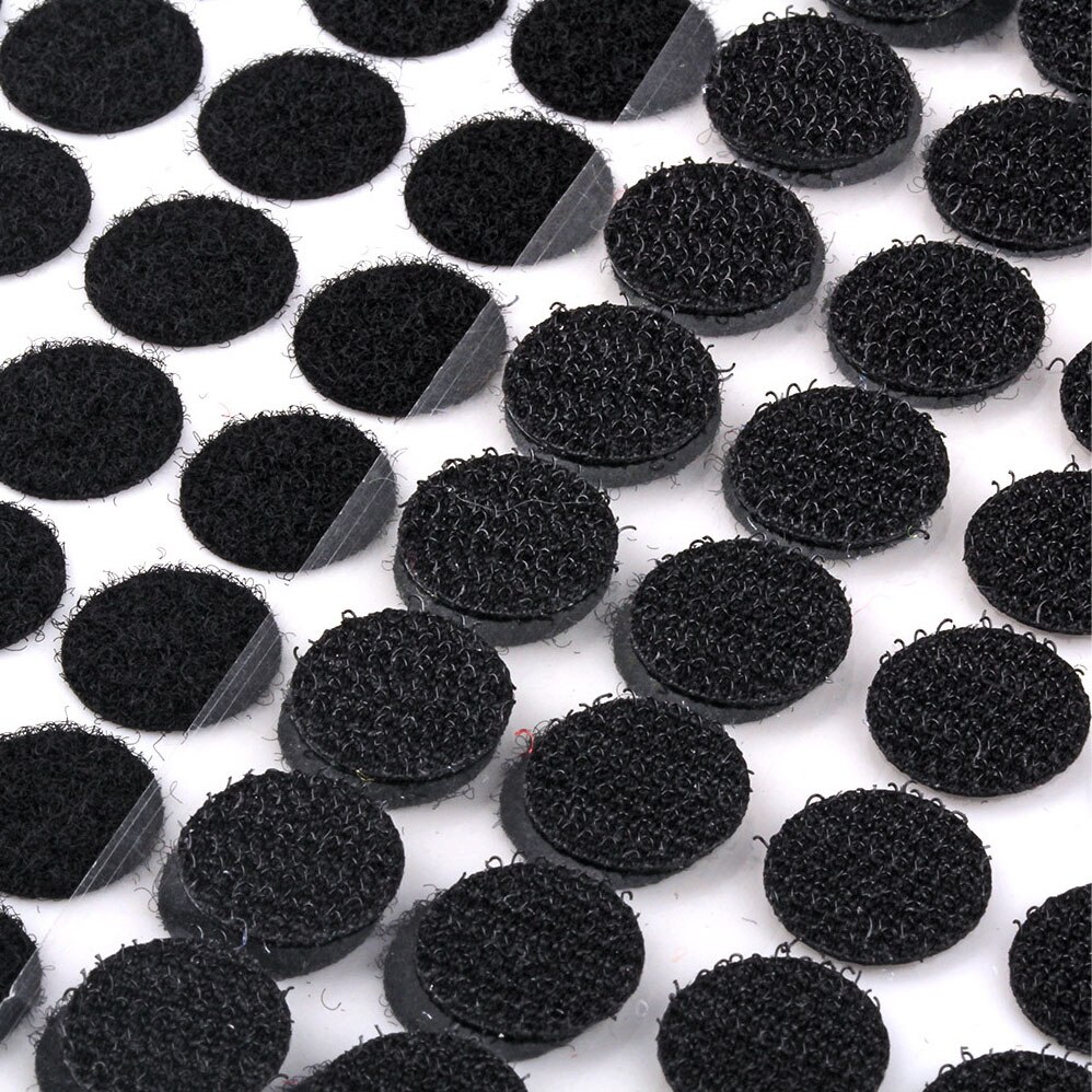 100 par kardborreband självhäftande självhäftande fästtejp krokar och öglor magiska tejp prickar klistermärke kardborreband nylon hem klitterband lim: Svart 25mm