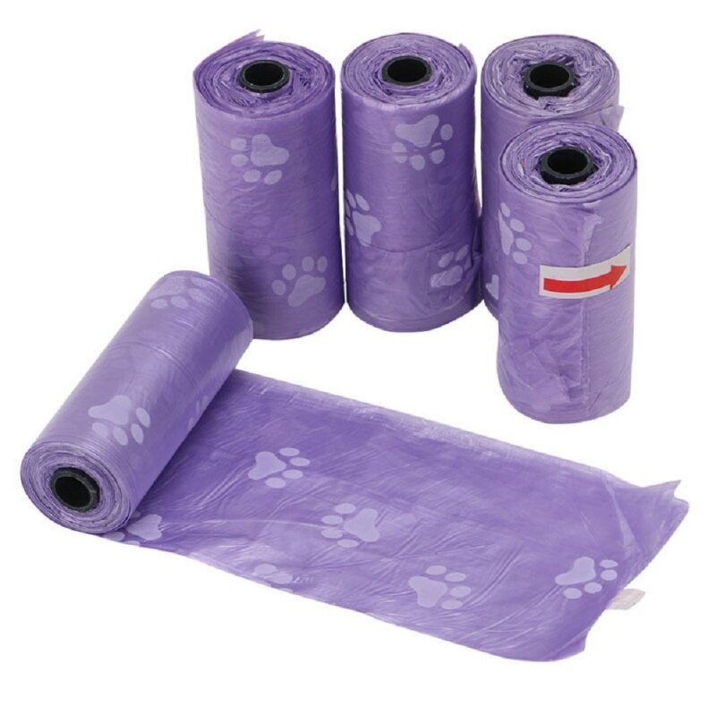 20205 Pcs/lot Pets Dog Poop Bags Great For All Waste Pet Printed Disposable Bag, Environment-friendly: Purple