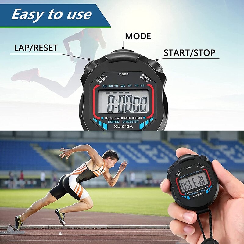Digital Stopwatch Timers Sports Stopwatch,LCD Screen Display Waterproof Stopwatch For Referee Or Kid Use