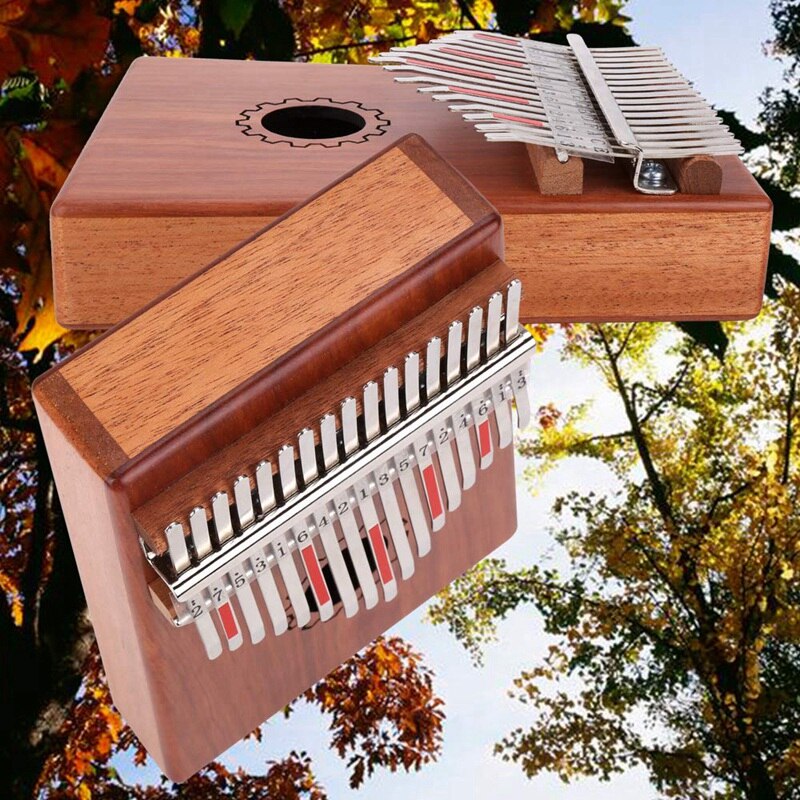 Kalimba duimpiano 17 toetsen met mahoniehouten blad, met tas, hamer en muziekboek, perfect voor muziekliefhebbers, beginners en kinderen.