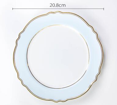 8 Inch Snoep Kleur Goud Velg Diner Borden Dessertbord Servies Taart Schotel Snack Tray: A