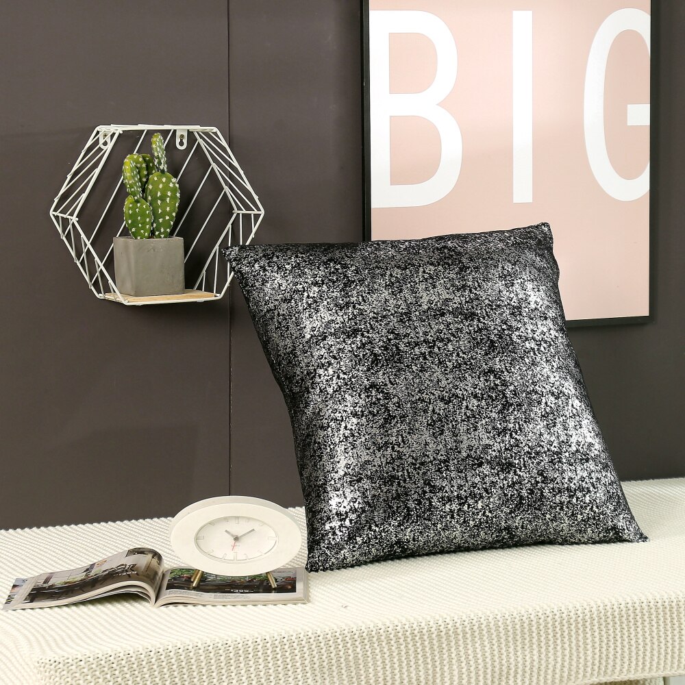 Luxe bronzen gouden zilverfolie kussenhoes decoratieve kussens voor kantoor, hotel, auto, effen kleur serie kussensloop: Model 4