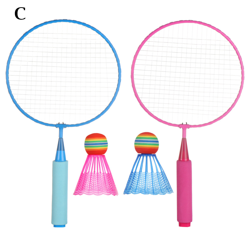 1 sæt holdbar letvægts børnebadmintonketsjer ketsjer sportsfjerbold børnelegetøj udendørs spil underholdning tilbehør: C