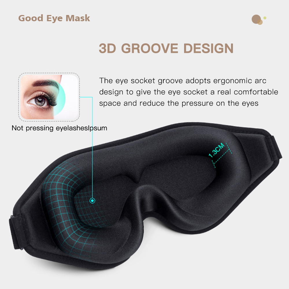 3D Slaapmasker Blinddoek Slaaphulp Oogmasker Zacht Memory Foam Gezichtsmasker Slaapmasker 99% Blockout Light Slaapmasker Eye Cover Patch