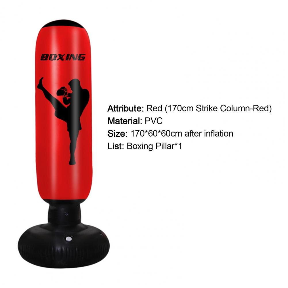Saco de perfuração inflável para adultos e crianças, Free Standing Boxing Bag, Kicking Sandbag, PVC Inflável Tumbler, 170cm