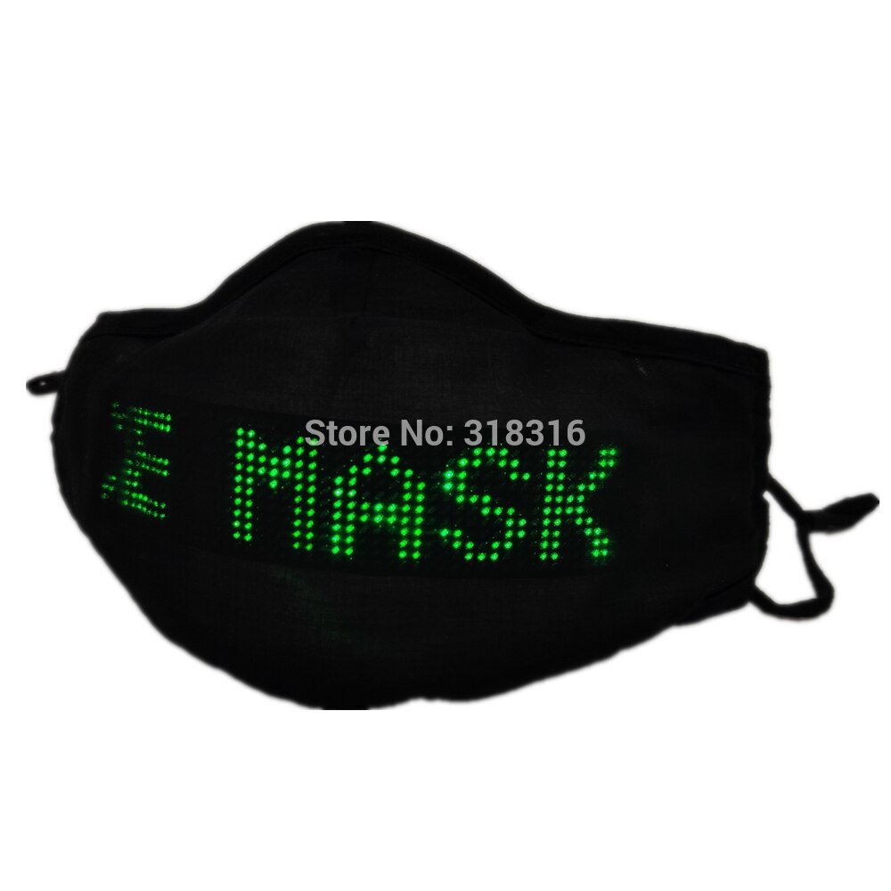 Rechargeable battery 4 color Rave Mask light up Led Luminous Face Mask for Halloween Masquerade Party: Green