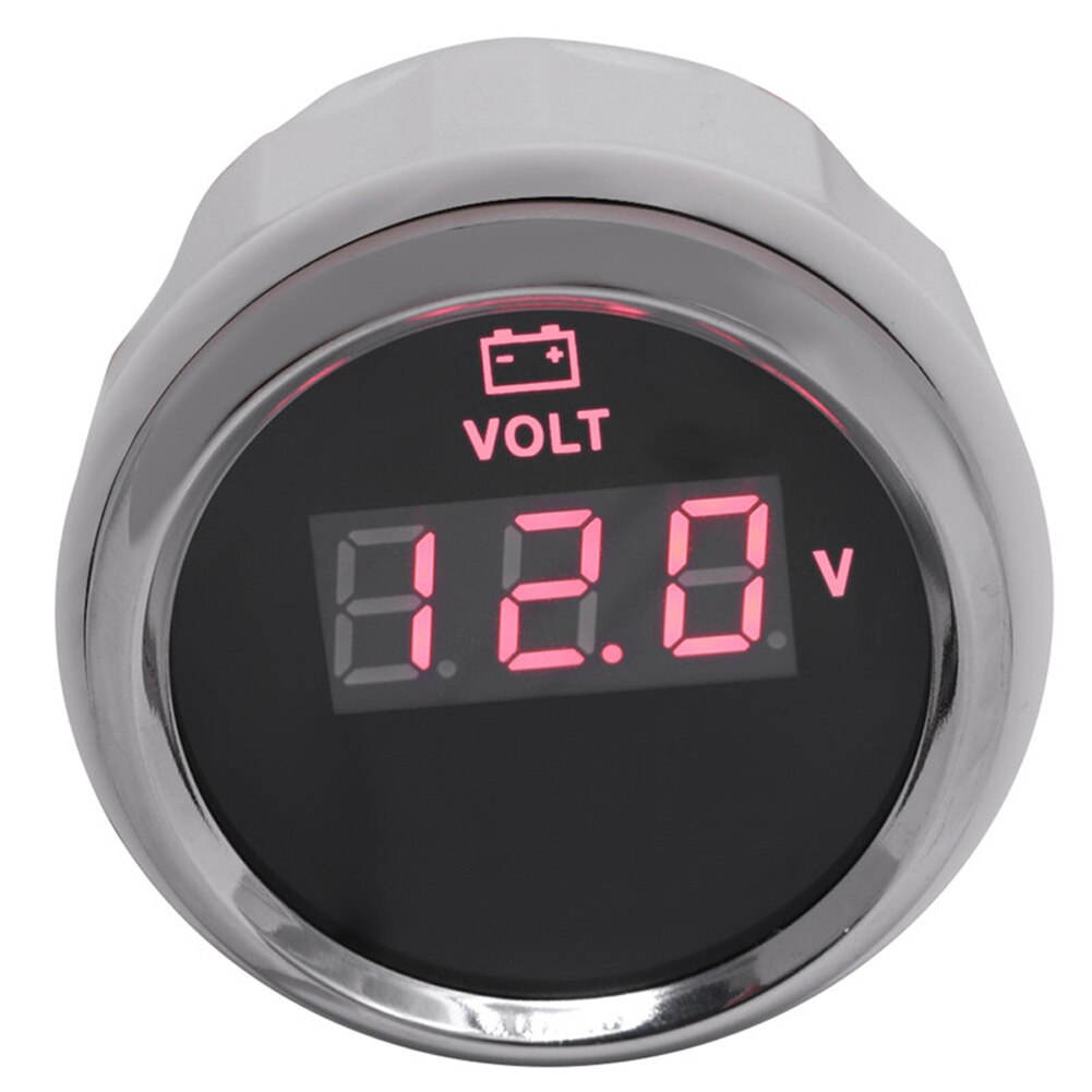 1pc 52mm woltomierze cyfrowe zmodyfikowane 8-32v wyświetlacz automatyczny woltomierze morskie czarne wskaźniki napięcia czerwone podświetlenie Sus316L Bezel
