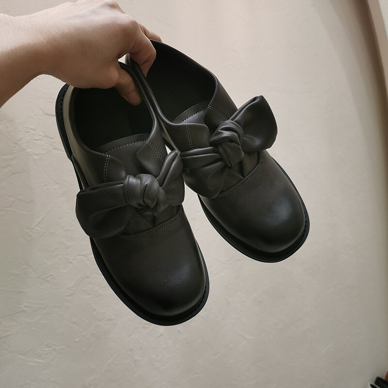 Płytkie usta łuk-węzeł okrągły nosek dorywczo kobieta buty drewniaki platformy mokasyny z futra motyl pnącza poślizg-na tkaniny sznurowane