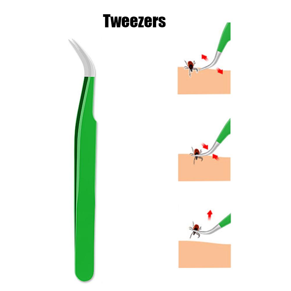 2PCS Tick Removal Tool Stainless Steel Tick Flea Tweezers Cleaning Tool Remove Mites Ticks from Human Body Dog Cat