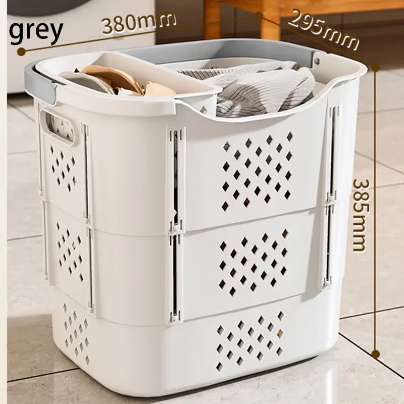 Dirty Clothes Basket Handheld Breathable Telescopic Foldable Storage Laundry Basket Removable Laundry Multi Layer Storage Basket: light yellow