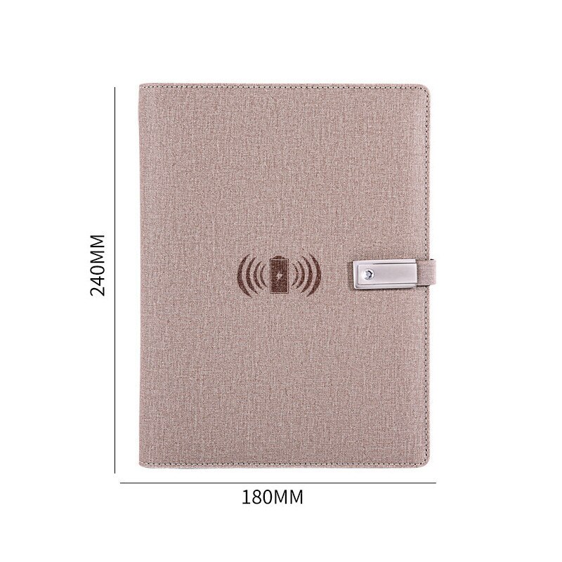 Multifunctionele Lederen Padfolio Notebook Portfolio Bindmiddel Kaartsleuven Draadloze Oplader 3 In 1 Opladen Kabel 8000Mah Macht Banken: brown