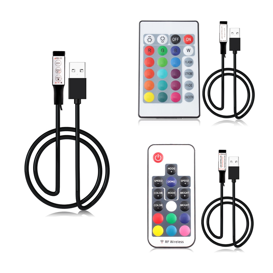 USB LED RGB Remote dimmer Light 5 12 24 V Volt RGB USB IR RF Remote Controller 5V 12V 24V USB LED Strip 3 17 24 Key Wireless