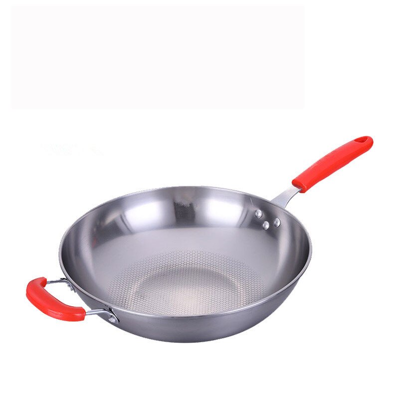 Geetest stegepande non-stick pande bagpå rustfrit stål wok 32/34cm husholdnings wok ingen olie røg gryde non-stick gryde