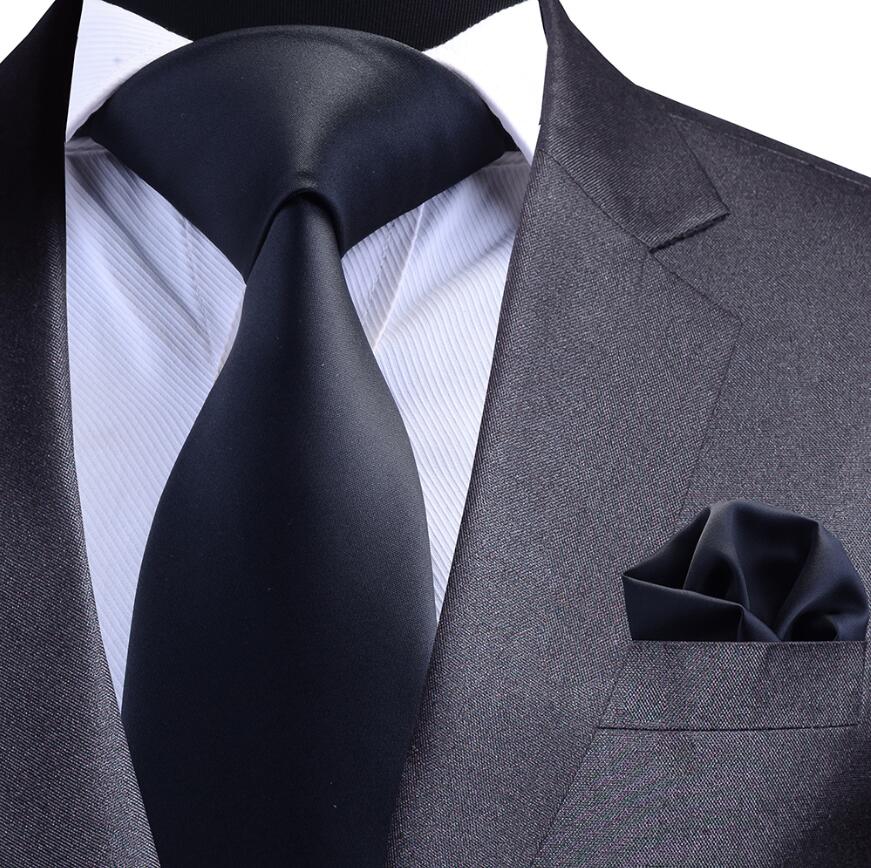HISDERN Check Wedding Plaid Tie Zakdoek Herenstropdas