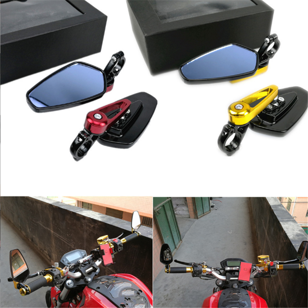 2 pz 7/8 "22mm Specchi Moto Bar End Vetro Blu Vista posteriore per Kawasaki NINJA 650R ER6F ER6N VERSYS W800 SE Z750S