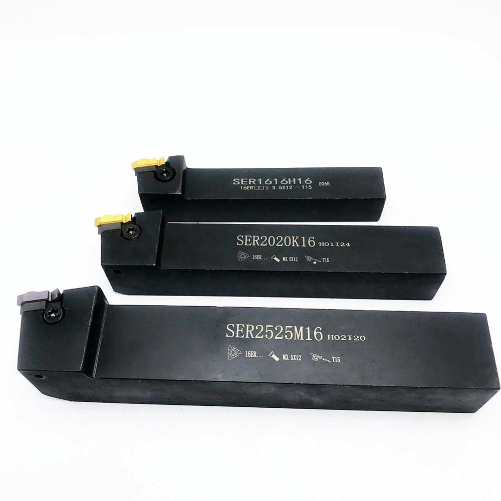 Externe Draad Draaien Gereedschaphouder Ser 1212H16 SER1616H16 SER2020K16 SER2525M16 + 10Pcs Carbide Insert MMT16ER Draaibank Onderdelen Tool