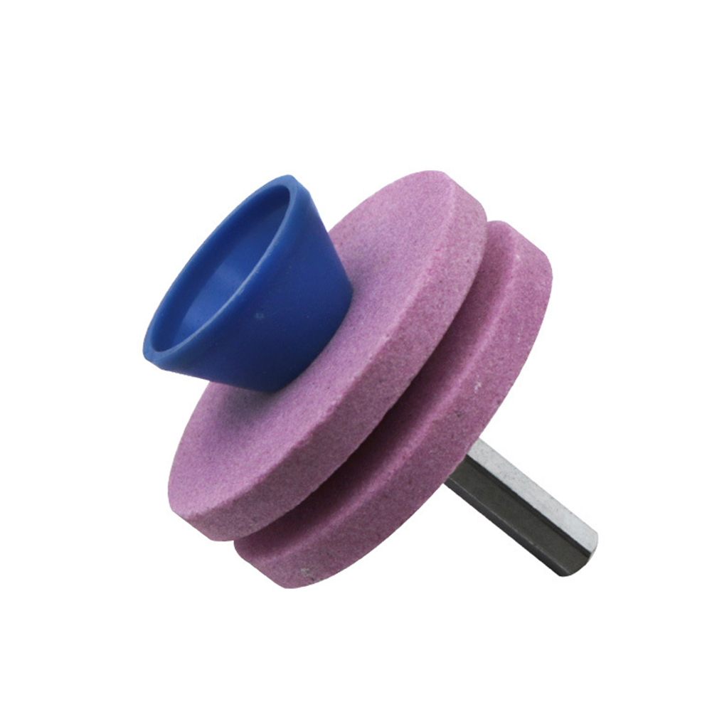Afilador de cortacésped de 56MM, piedra de afilar de cuatro capas, afilador de cuchillas para cortacésped, taladro de doble molienda, cortes de taladro de molienda universales: Oro
