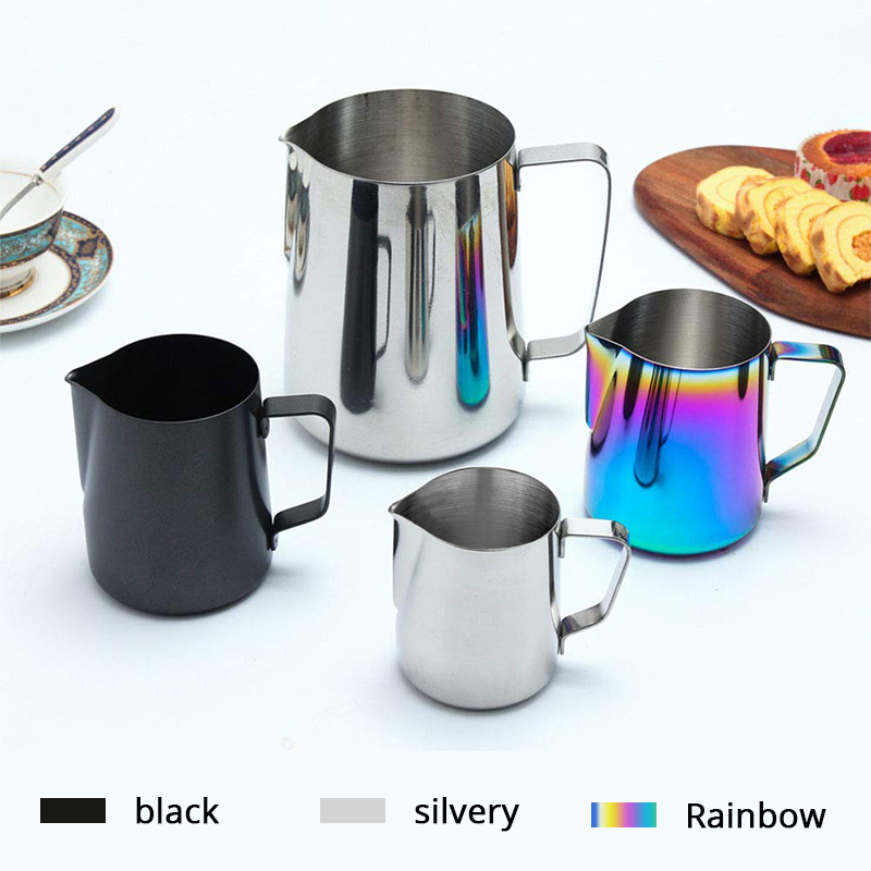 Milk Frothing Pitcher Stainless Steel, Rainbow Color Custom Coffee Mugs, Milk Steaming Frother for Espresso Machines