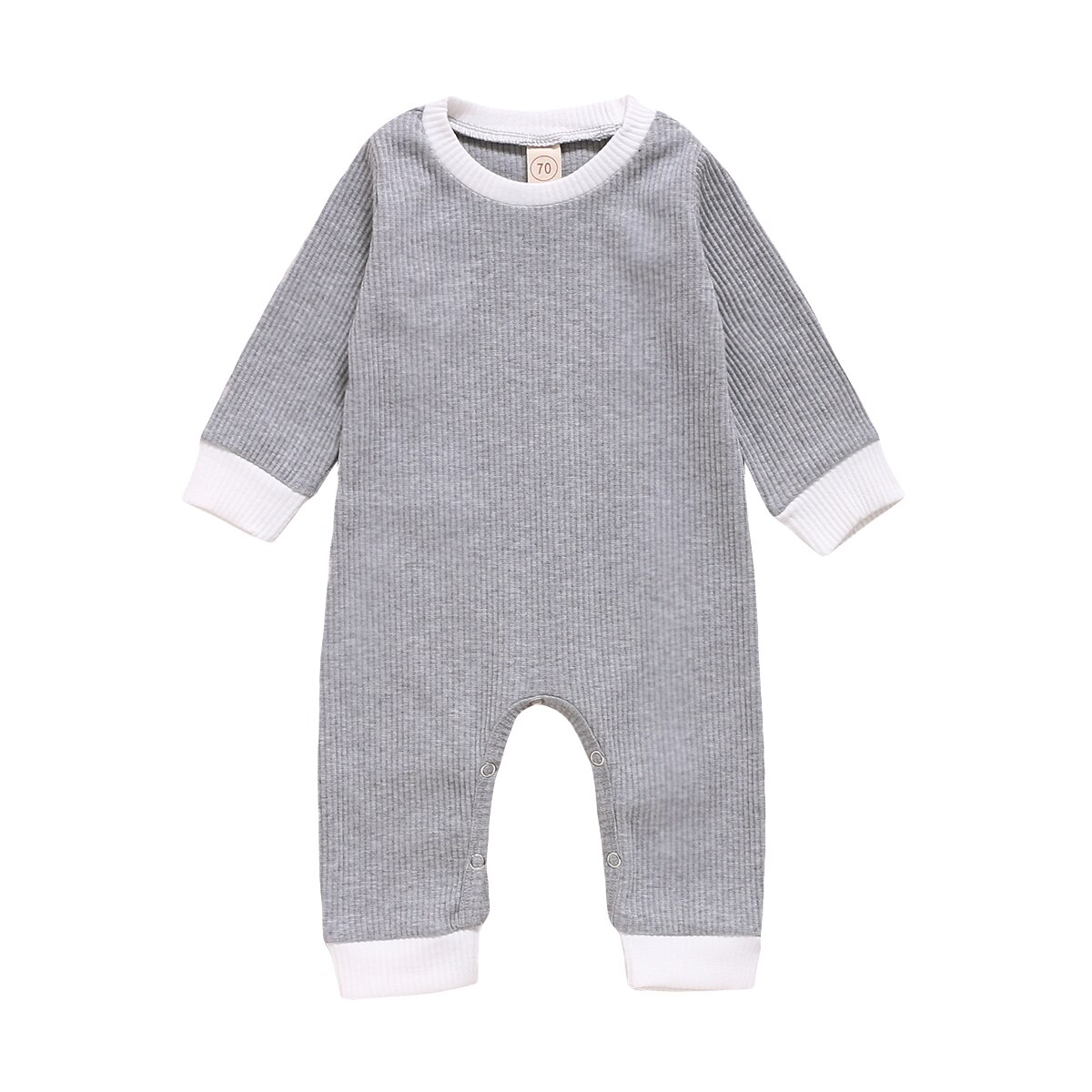 Efterår nyfødt baby drenge piger bukser solide langærmede knap afslappede jumpsuits outfits: C / 18m