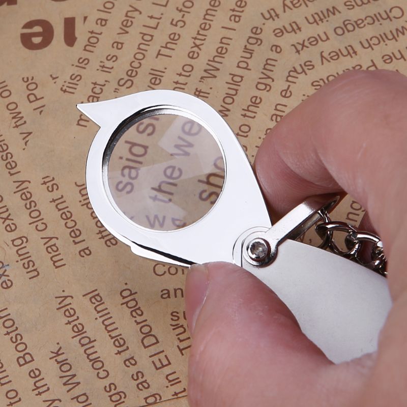 10X Portable Metal Magnifier Reading Map Jewelry Folding Keychain Loupe Magnifying Glass Lens