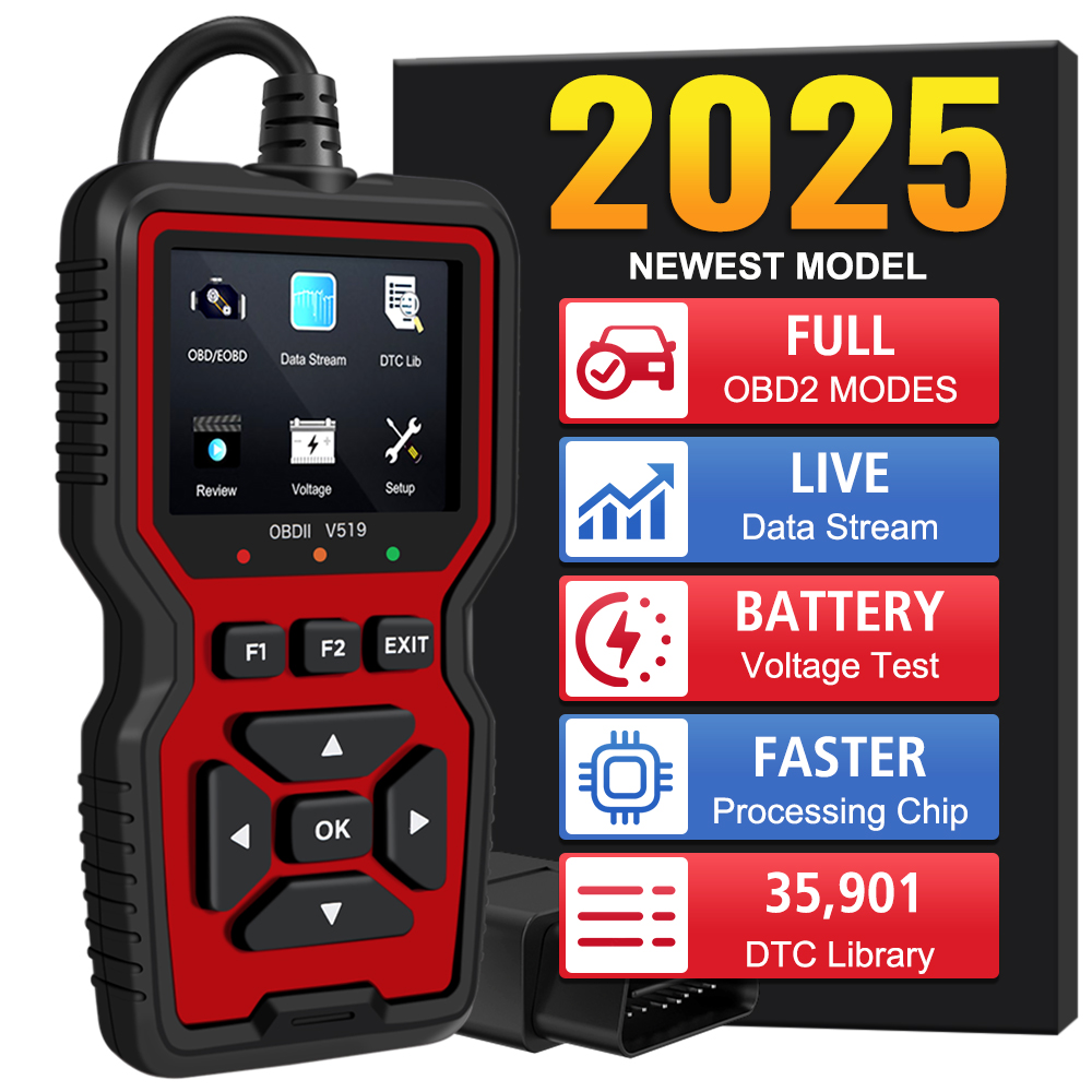 Lectura de fallos de motor, detección de voltaje de batería de datos, V519, Elm327, lector de código, instrumento de diagnóstico de fallos automotrices, escáner OBD2