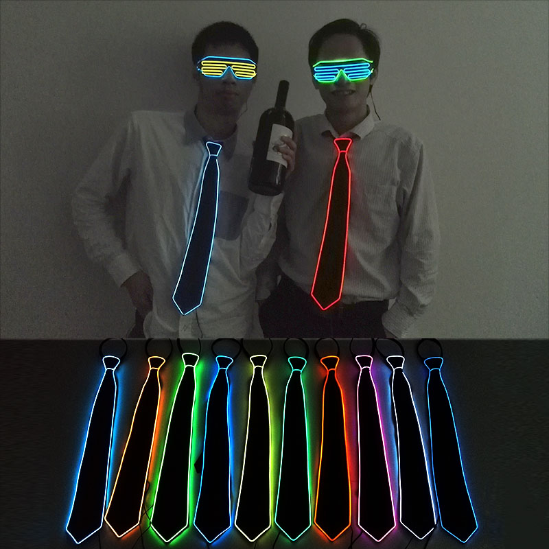 Glødende led-slipsbar klublysende blinkende slips mænd bryllupsfest festivalartikler led-festslips karneval performance tilbehør