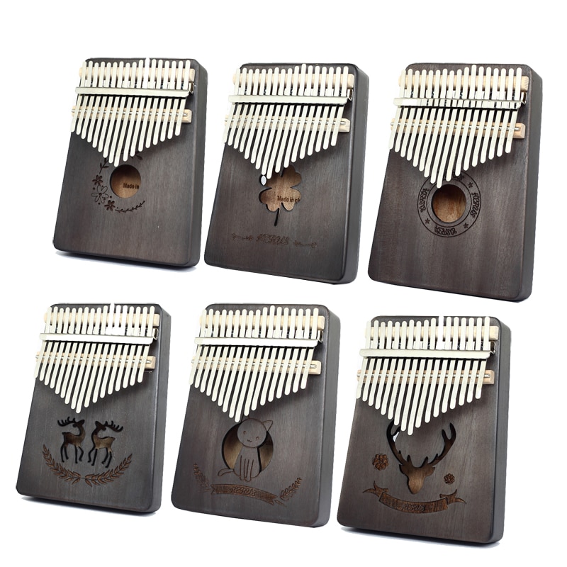 17 touches Kalimba pouce piano doigt piano débutant instrument de musique africain solide pêche coeur avec étude livre tuning marteau