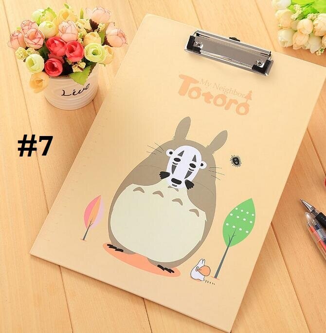 1 unids/lote tablero para carpetas tamaño A4 de dibujos animados de oso gato amigos + flor con clip archivador material escolar: NO7  Totoro Orange