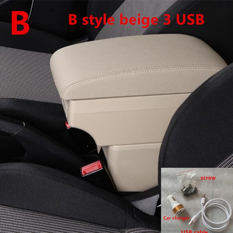 For kia picanto armrest box central Store content Storage box armrest box USB interface: B Style Beige