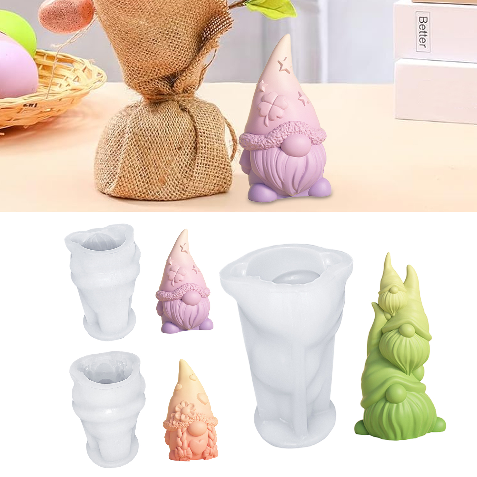 DIY Candle Silicone Mold 3D Gnome Christmas Handmade Gypsum Soap Cement Resin Molds Festival Xmas Candle Making Supplies