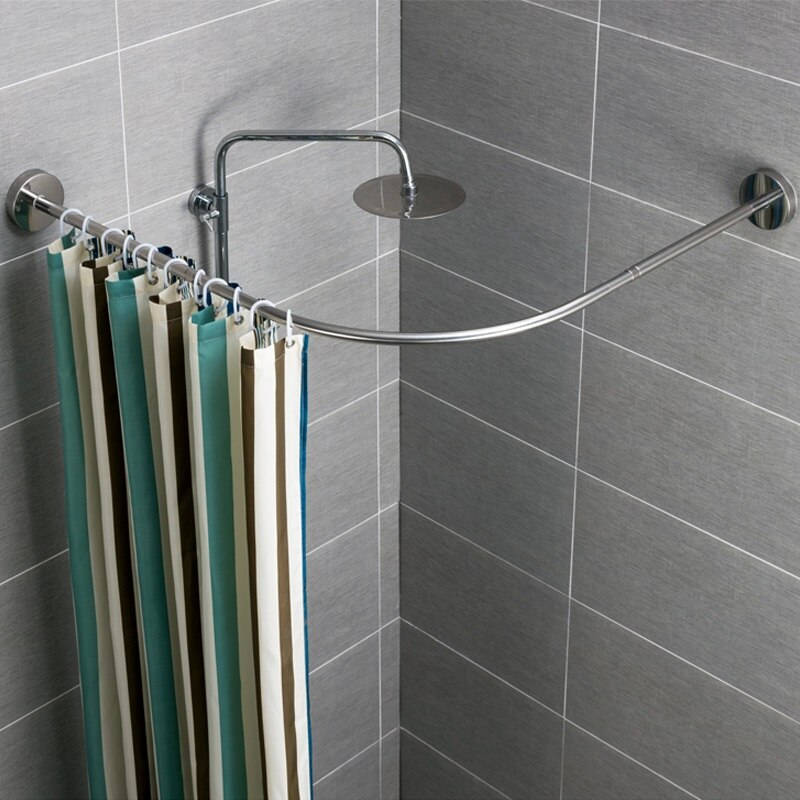 Edelstahl Teleskop Erweiterbar Ecke Dusche Vorhang Stange Pole L bilden Kein Stanzen Schiene Stange Bar Schlecht Hardware- Ecke