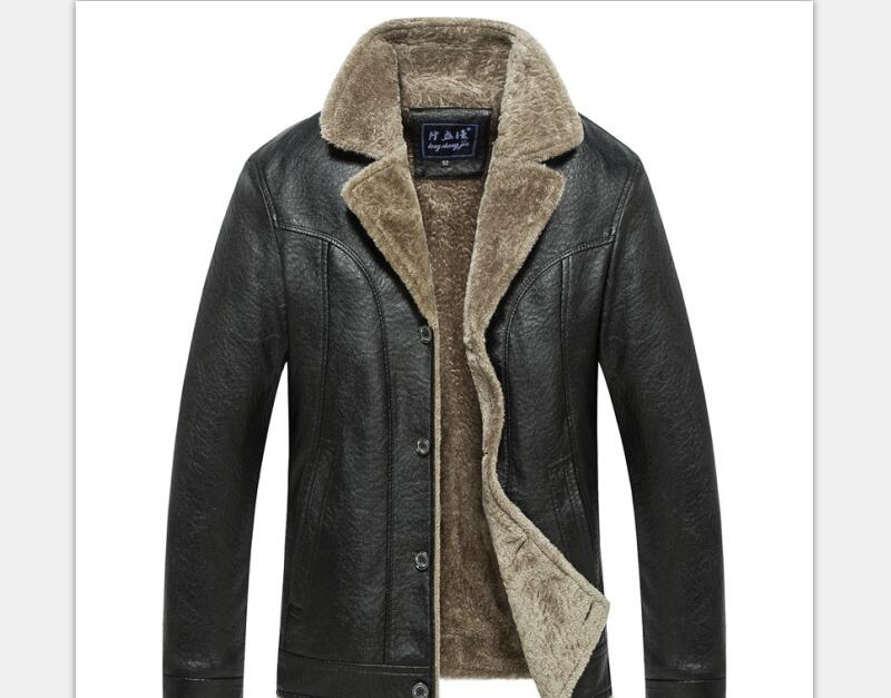 Top læderjakke vinter herre læderjakke og frakke smart afslappet jakke jaqueta de couro masculina: Sort / Xl