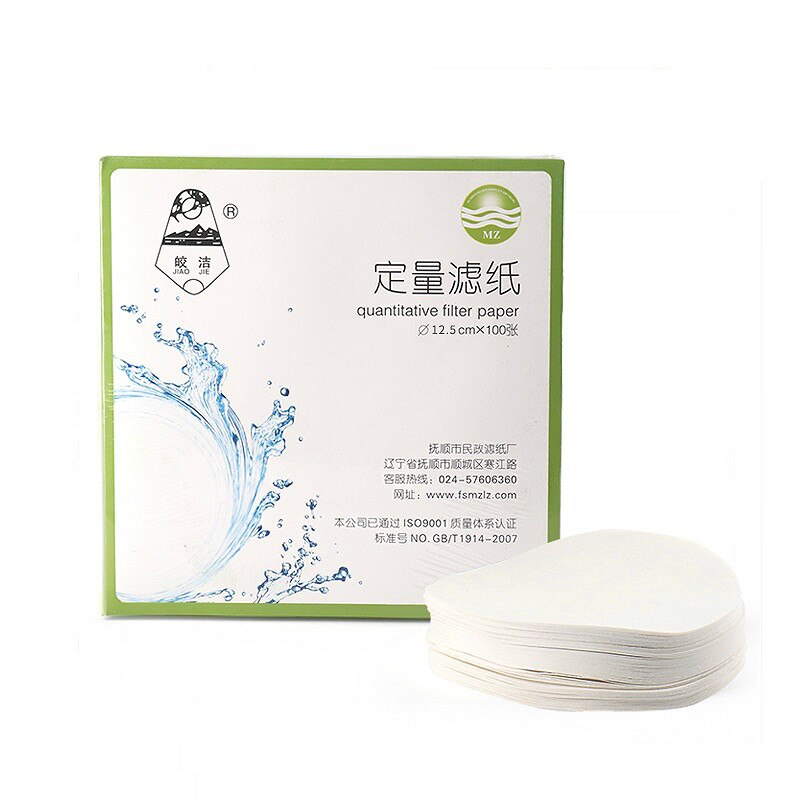Papel de filtro cuantitativo, uso para laboratorio, análisis cuantitativo de precisión, diámetro de 12,5 cm, 100/PK