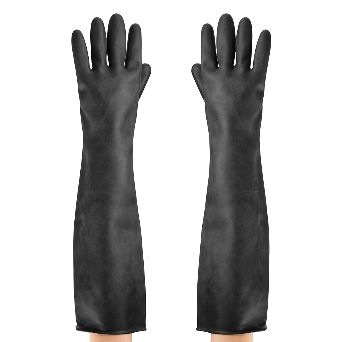 60 cm Sicherheit Handschuhe NEUE Ellenbogen-Lange Industrie Anti Säure Alkali Chemische Beständig Gummi Arbeit Handschuhe Sicherheit Handschuh Schwarz 23,6 zoll