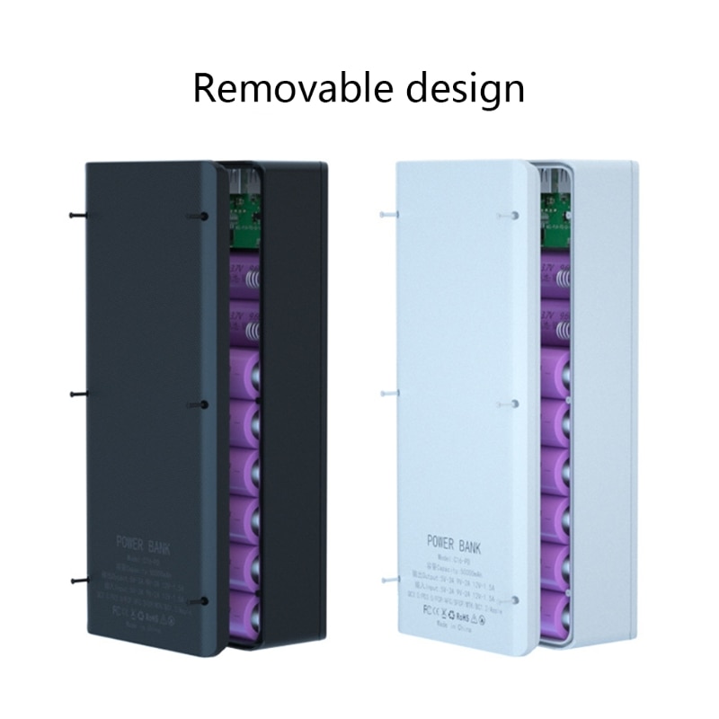 Scatola di ricarica Wireless 5W/10W senza batteria Display LCD QC3.0 PD staccabile custodia per batteria fai da te 16x18650 Shell Power Bank