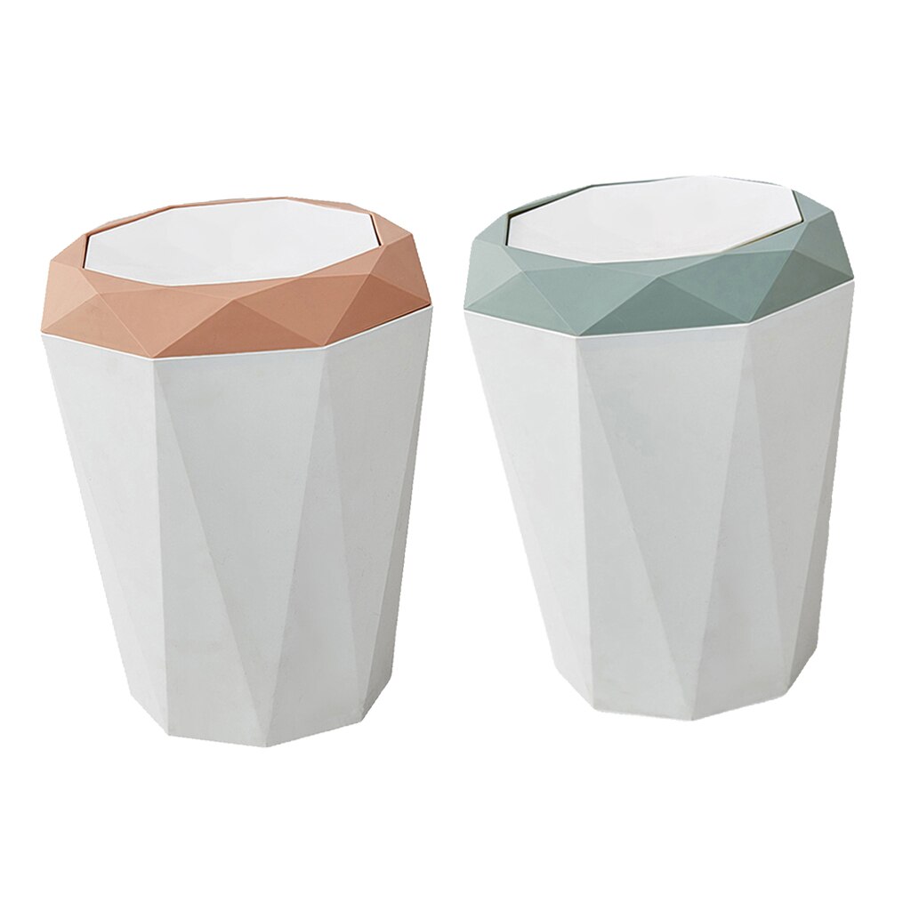 2 Pack Modern Home Waste Rubbish Garbage Bin Trash Can Dustbin Indoor Hotel