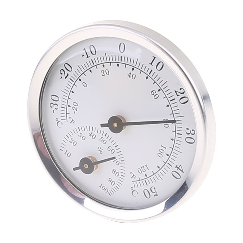 Huishouden Wandmontage Analoge Temperatuur Vochtigheid Meter Aluminium Thermometer Hygrometer-30-50C