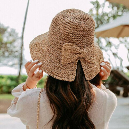 femmes été chapeau plage paille chapeau Panama dames casquette Vintage plat large bord Bowknot soleil chapeaux pour femmes Sombrero Mujer