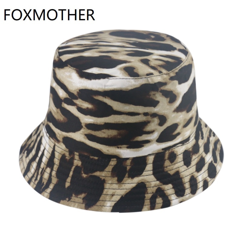 Foxmother Mode Omkeerbaar Luipaard Print Emmer Hoeden Voor Vrouwen Dames