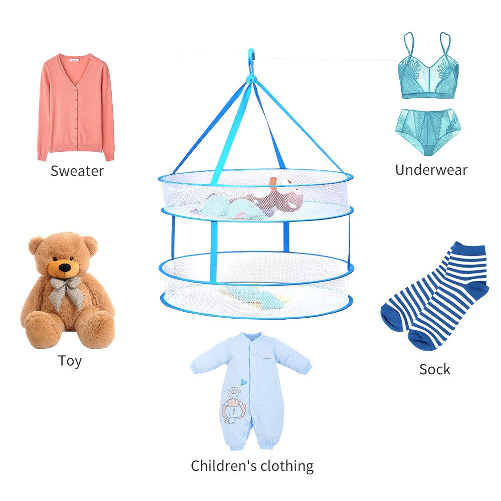 Liangduo Double-Layer Clothes Drying Net Hanging Clothes Laundry Basket Breathable Dryer Sweater Cloth Net Dry Rack Mesh Hanger