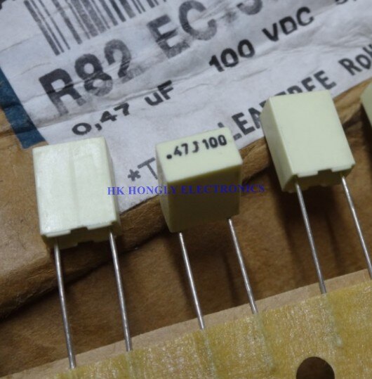 50PCS R82 100V .1J100 .12J100 .15J100 .18J100 .22J100 .47J100 .33K100 474J100 0.1UF 0.12UF 0.15UF 0.18UF 0.22UF P=5mm Capacitor: .47J100 0.47UF