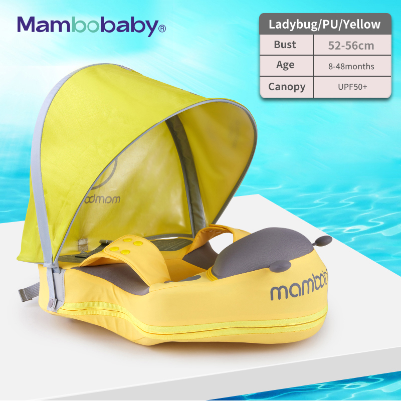 Mambobaby Baby Float Taille Zwemmen Ringen Kids Non-Opblaasbare Boei Zwemmen Ring Swim Trainer Strand Zwembad Accessoires Speelgoed: PU yellow canopy