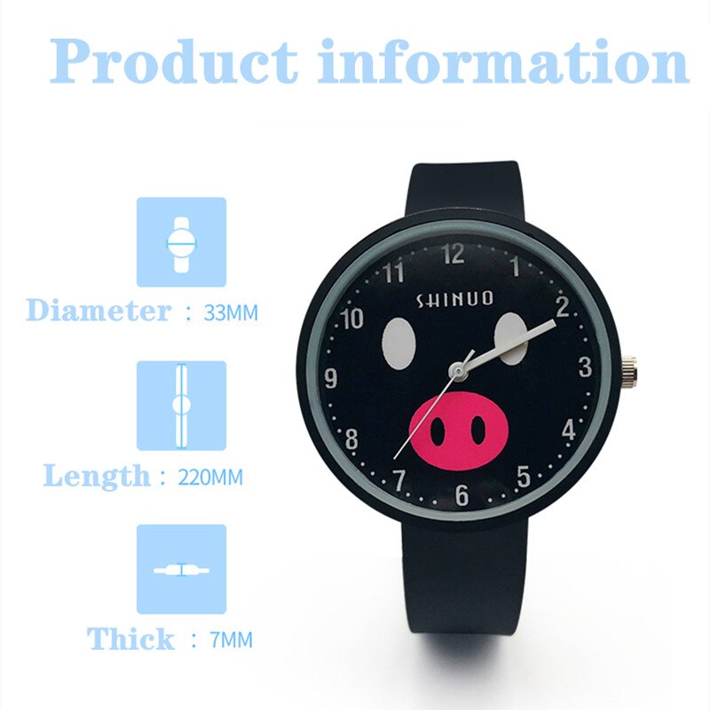 Montre à Quartz en Silicone souple pour garçon et fille, jouet cochon de dessin animé, d&#39;anniversaire