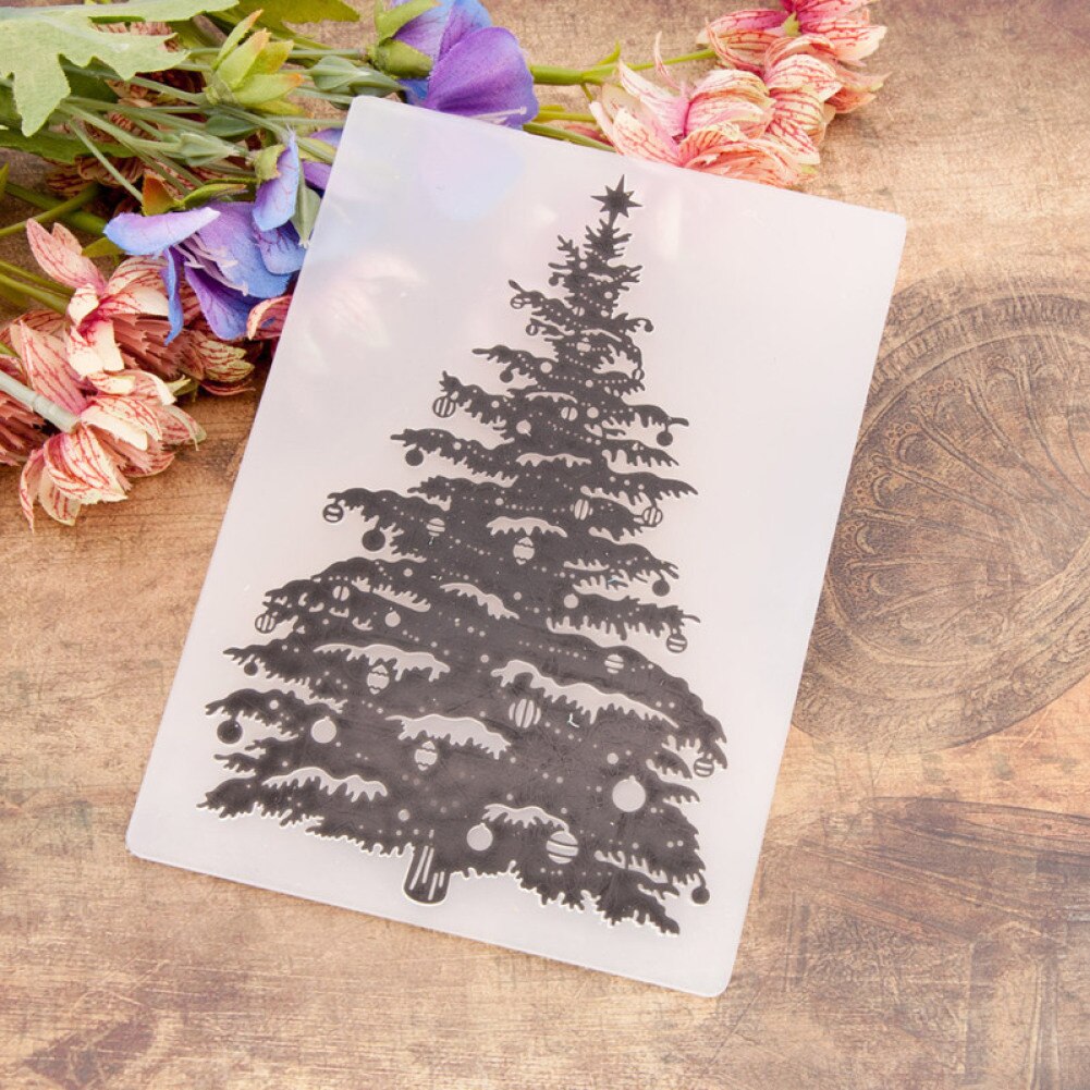 Plastic Embossing Folder Christmas Tree Template for DIY Scrapbook Photo Album Card Paper Craft