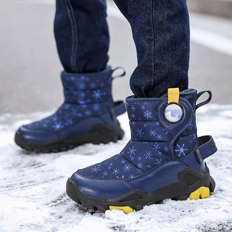 Boys Snow Boots Winter Kids Ankle Short Boot Warm Thick Fur Children Casual Shoes Thick Sole Water Proof Platform